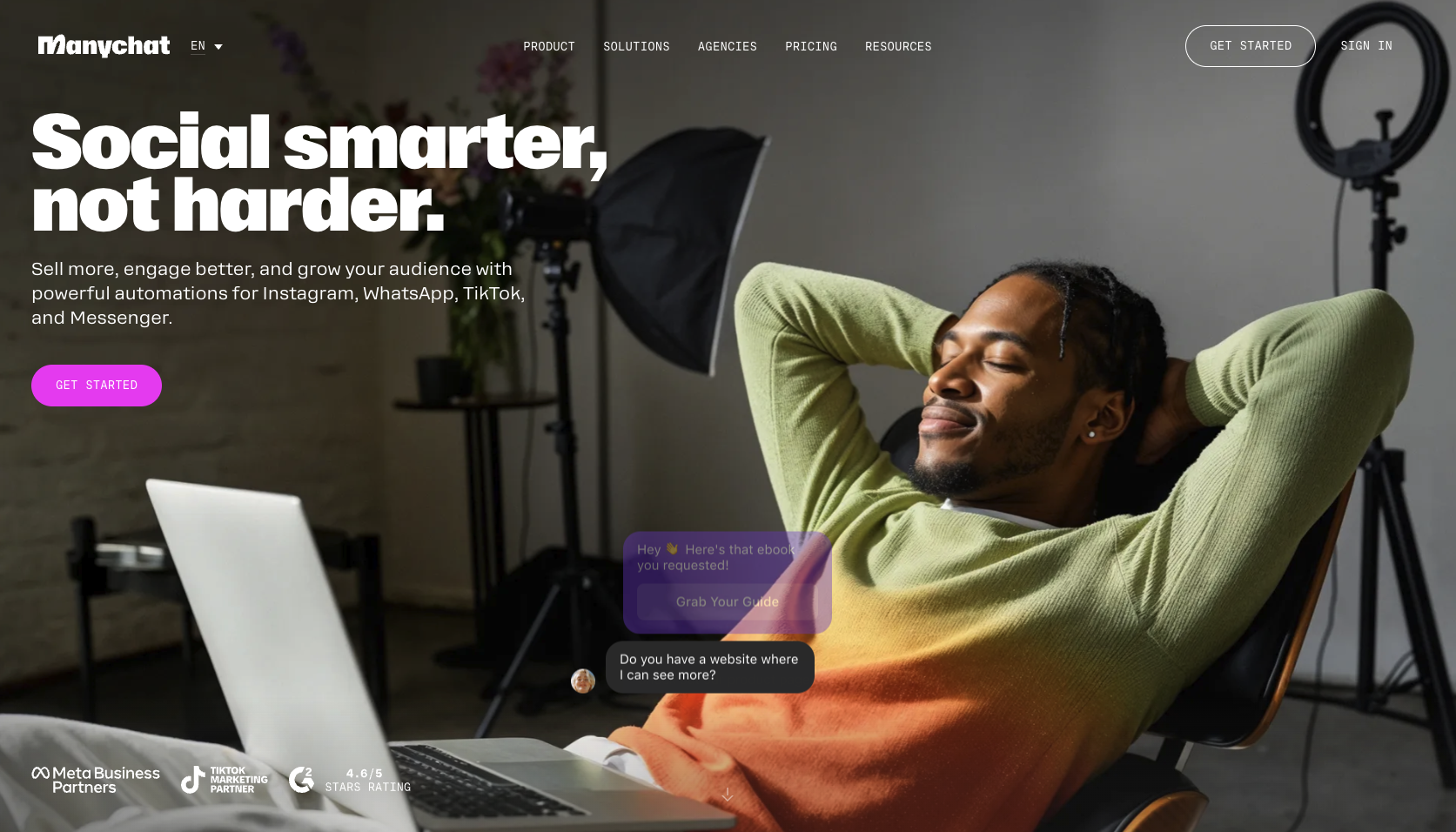 Manychat landing page