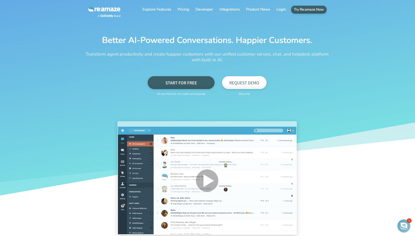 Re:amaze Landing Page