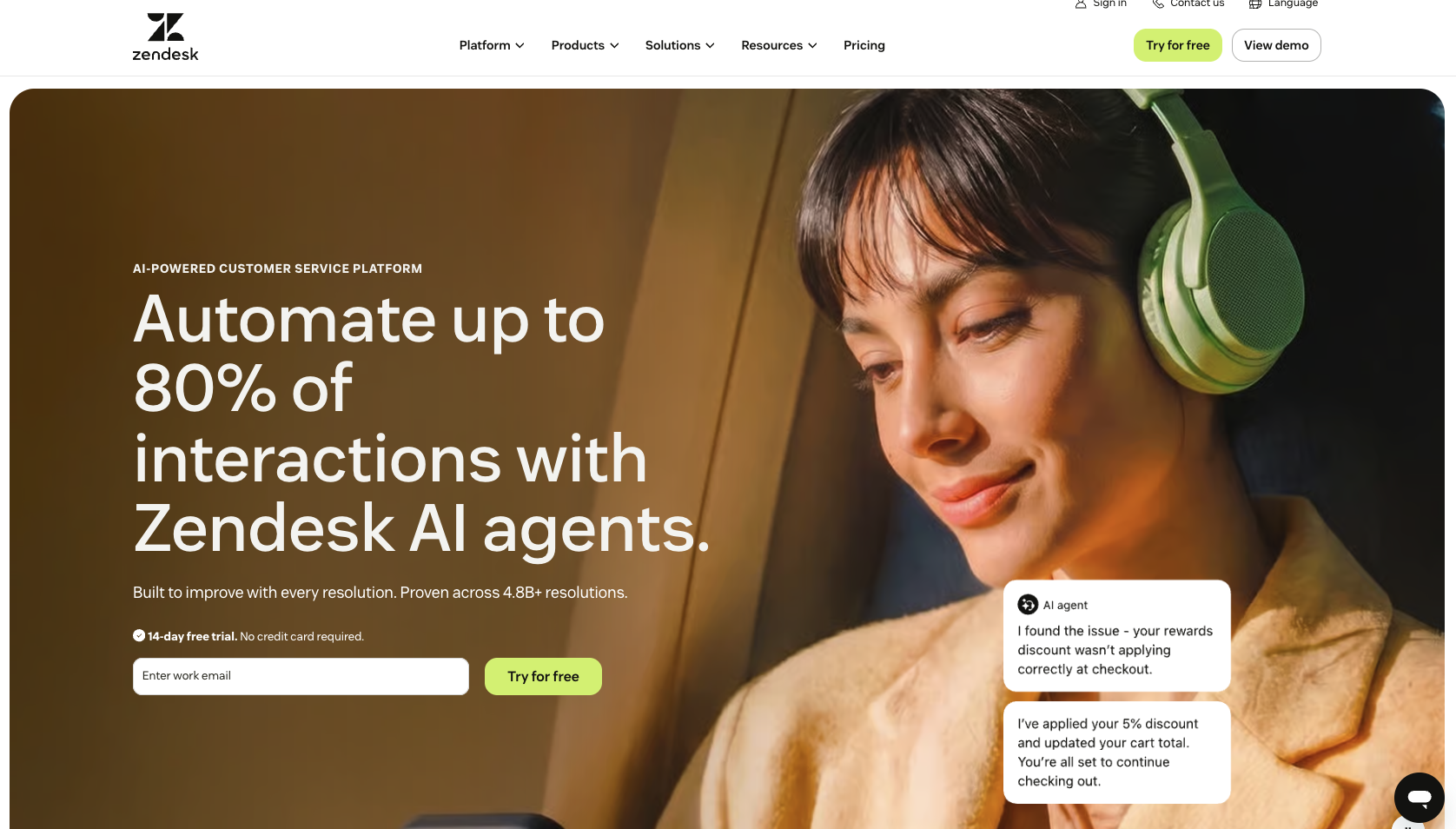 Zendesk Landing Page