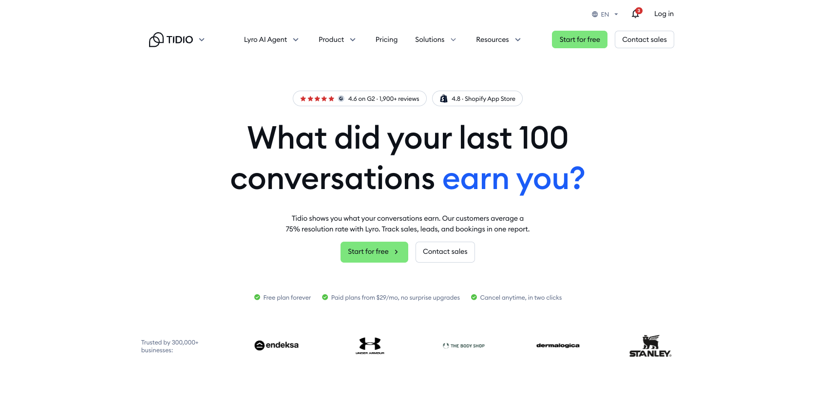 Tidio Landing Page