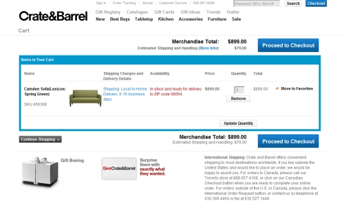 Shopping Cart Page Design