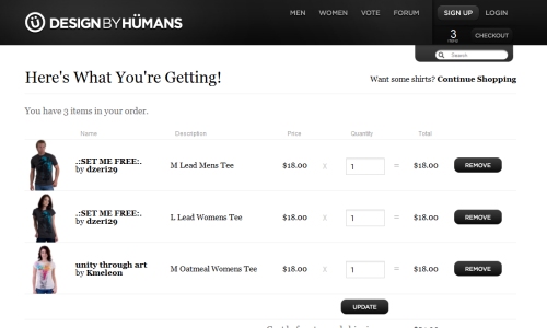 Shopping Cart Page Design