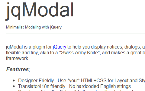 jqModal :: Minimalistic Modaling for jQuery