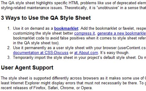 QA Style Sheet