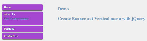 Create Bounce out Vertical menu with jQuery 