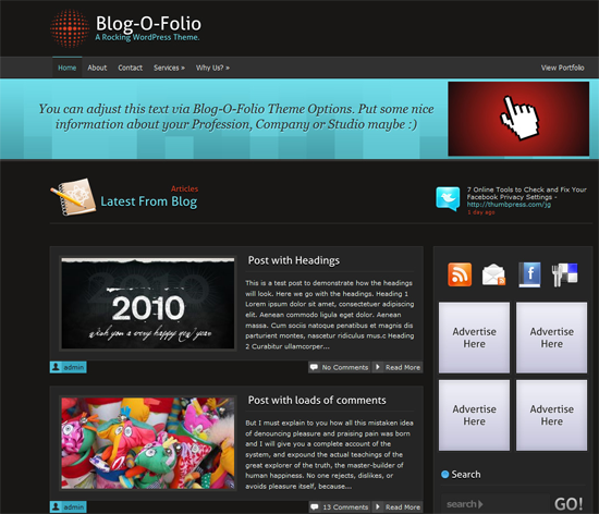 Blog-O-Folio WordPress Theme