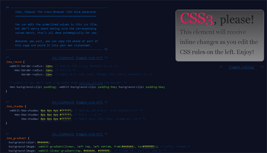 CSS3 Rule Generator