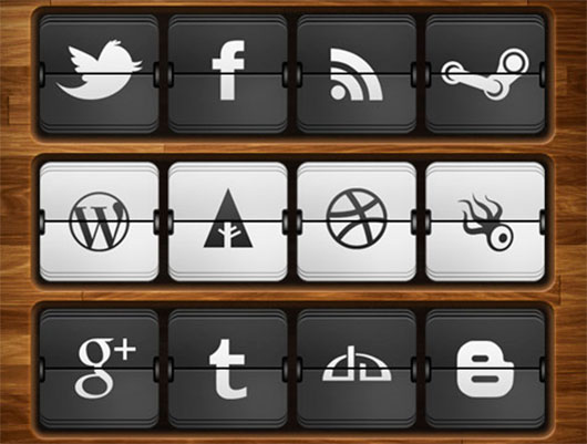 Flip Clock Social Icons