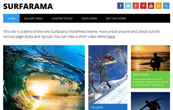 Surfarama: dynamic layout flat theme