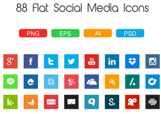 flat social icons
