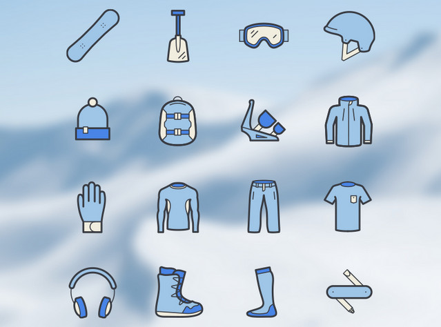 snowboard-icon-set