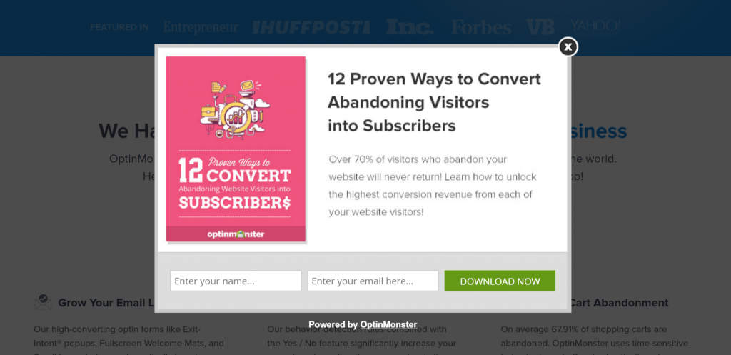 5 Powerful Email Subscription Plugins: Optinmonster email form