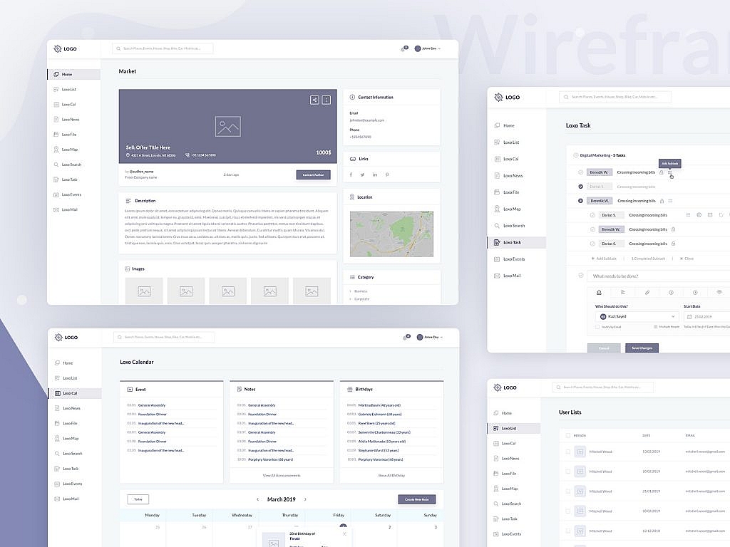 wireframe examples by Kazi Sayed for UIKings