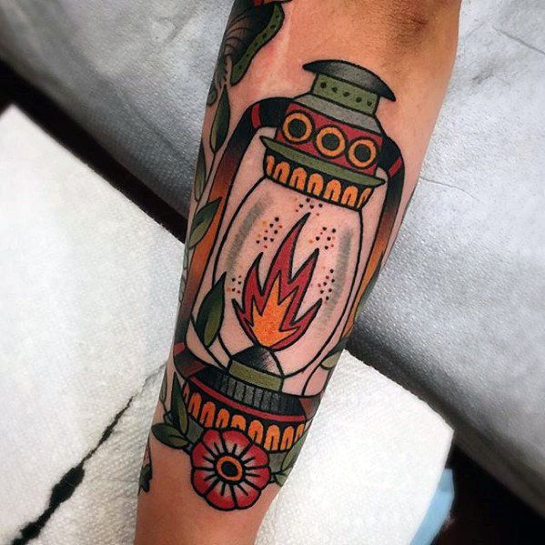 traditional american tattoo gas lamp tattoo