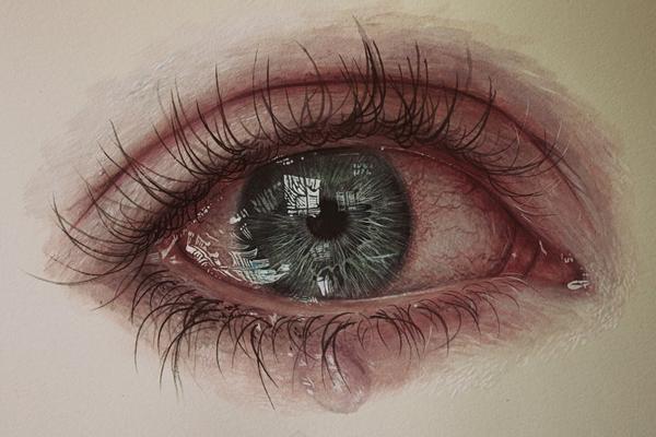 eye drawing with tears