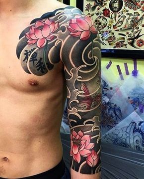 traditional japanese tattoo water lily tattoo