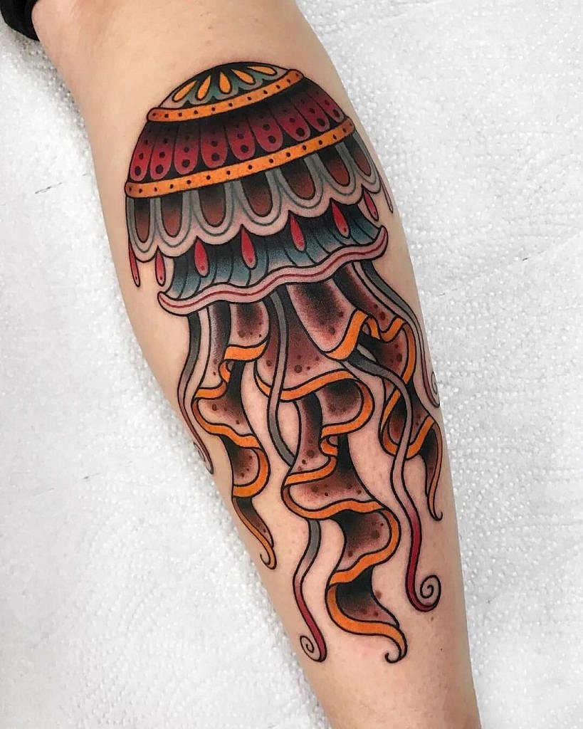 traditional american tattoo jellyfish tattoo