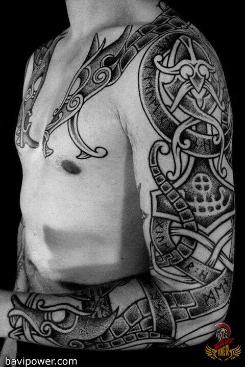 nordic full sleeve viking tattoo