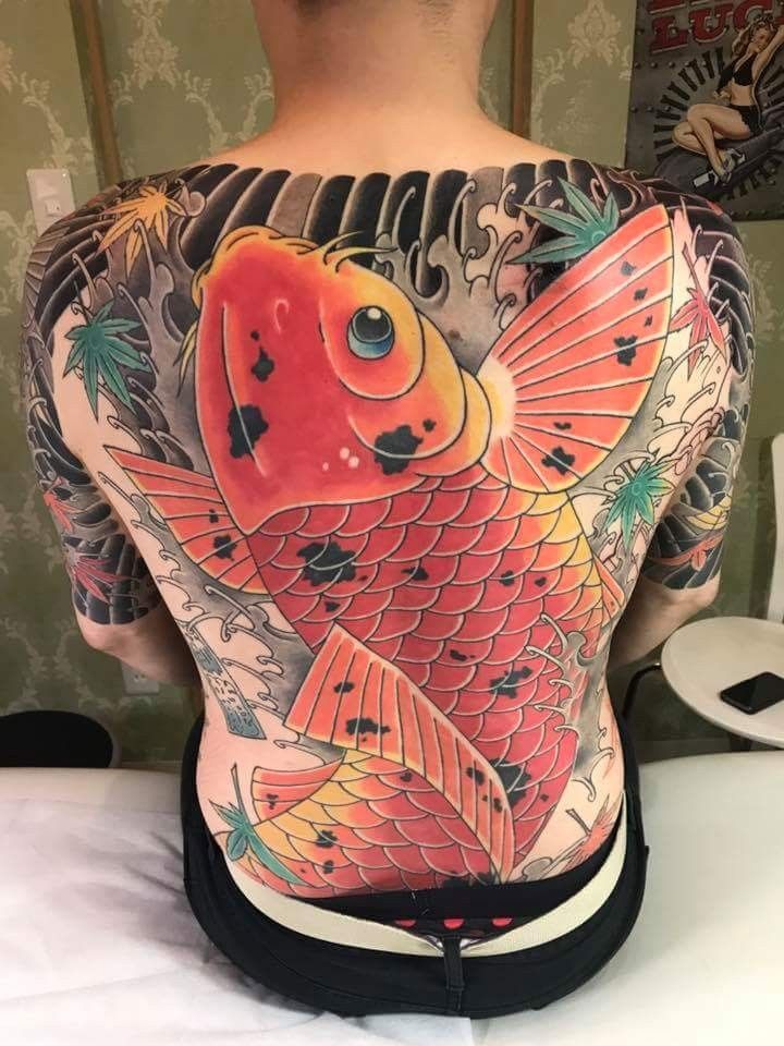 traditional japanese tattoo golden koi fish tattoo
