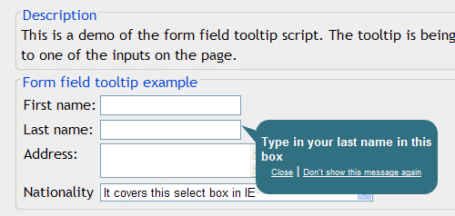 DHTML Goodies Form Field Tooltip