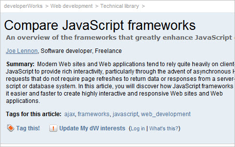 Compare JavaScript frameworks