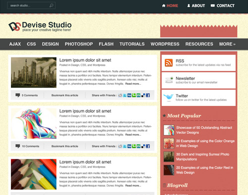 Clean and Creative WordPress Style Theme in Photoshop