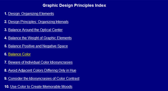 Graphic Design Principle Index