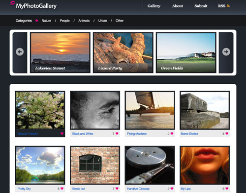 Photo Gallery Website Layout in Photoshop