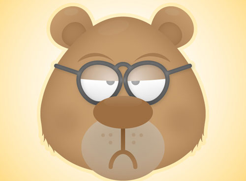 Create the face of a grumpy bear